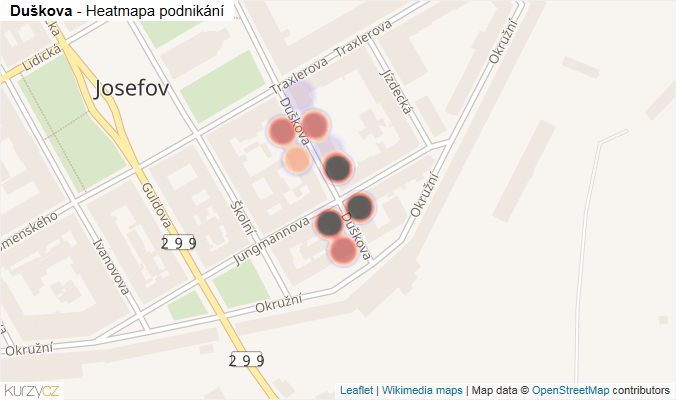 Mapa Duškova - Firmy v ulici.