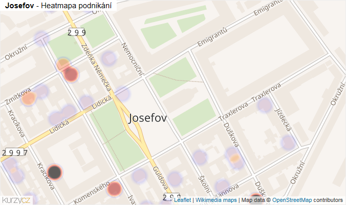 Mapa Josefov - Firmy v části obce.