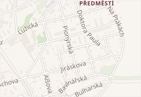Pionýrská v obci Jaroměř - mapa ulice