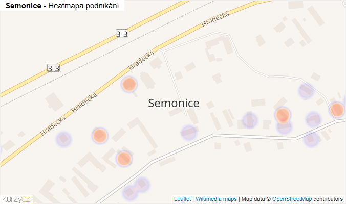 Mapa Semonice - Firmy v části obce.