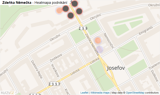 Mapa Zdeňka Němečka - Firmy v ulici.
