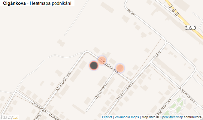 Mapa Cigánkova - Firmy v ulici.