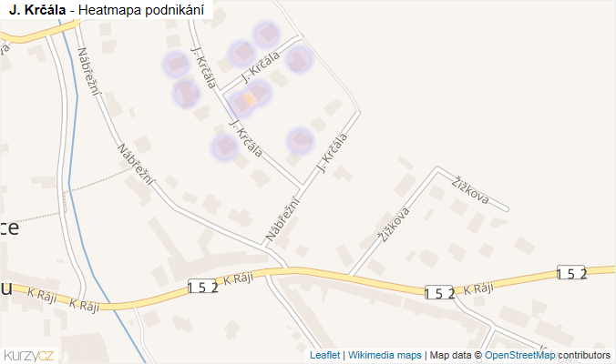 Mapa J. Krčála - Firmy v ulici.
