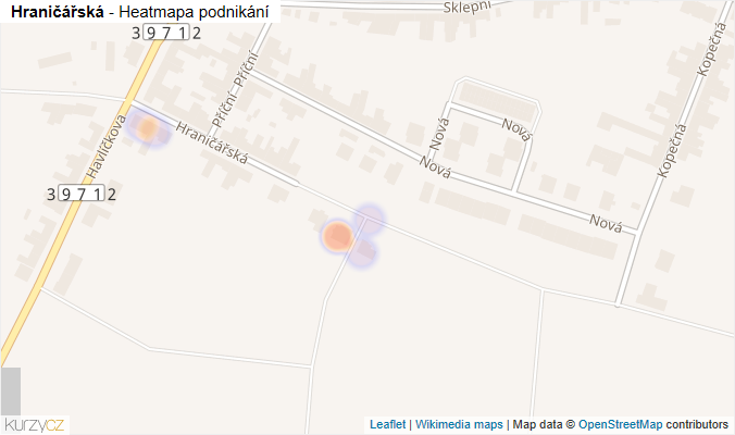 Mapa Hraničářská - Firmy v ulici.