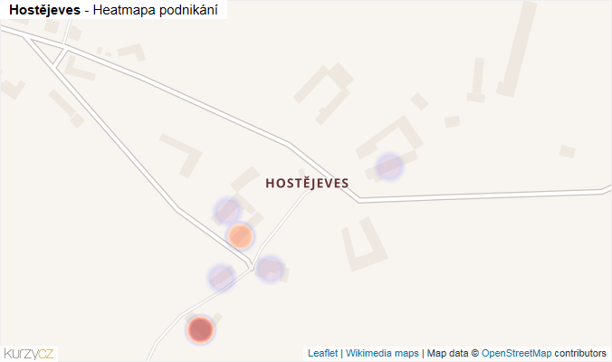 Mapa Hostějeves - Firmy v části obce.