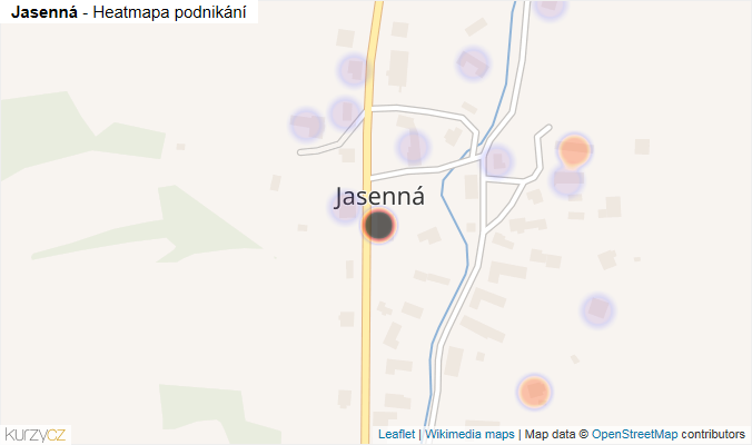 Mapa Jasenná - Firmy v části obce.