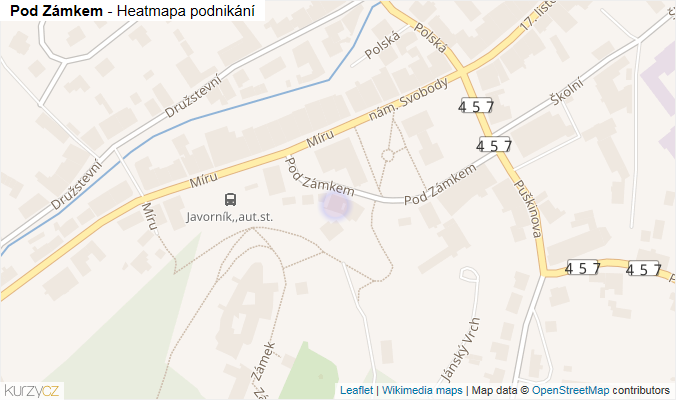 Mapa Pod Zámkem - Firmy v ulici.