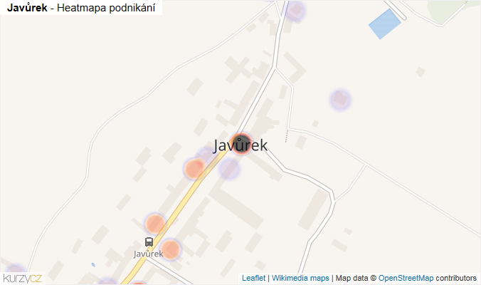 Mapa Javůrek - Firmy v části obce.