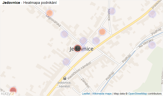 Mapa Jedovnice - Firmy v části obce.