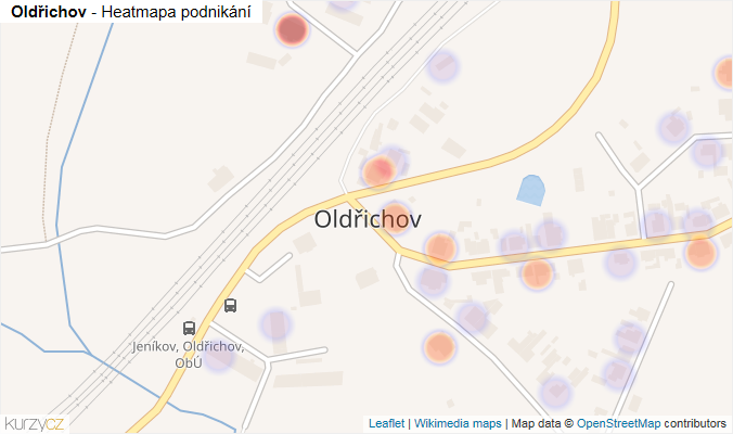 Mapa Oldřichov - Firmy v části obce.