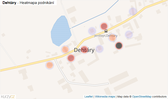 Mapa Dehtáry - Firmy v části obce.