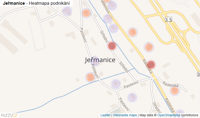 Mapa Jeřmanice - Firmy v části obce.