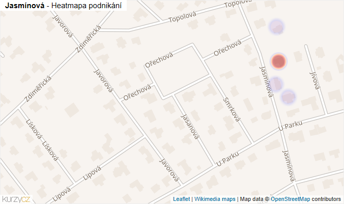 Mapa Jasmínová - Firmy v ulici.