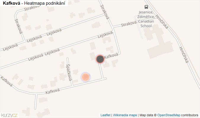 Mapa Kafková - Firmy v ulici.