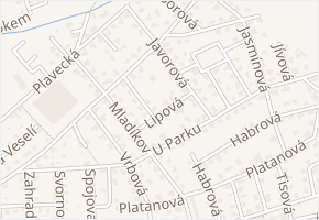 Lipová v obci Jesenice - mapa ulice