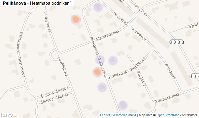 Mapa Pelikánová - Firmy v ulici.