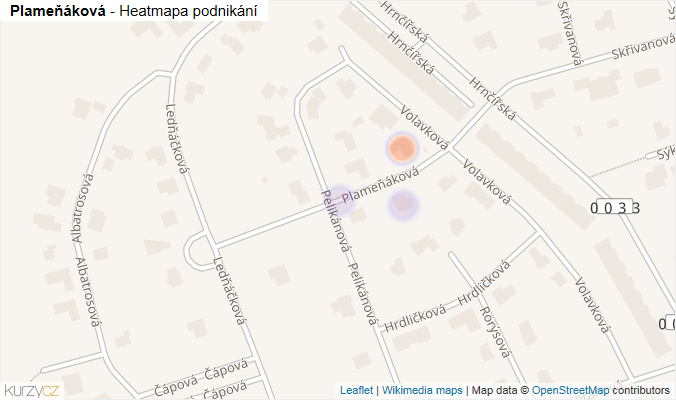 Mapa Plameňáková - Firmy v ulici.