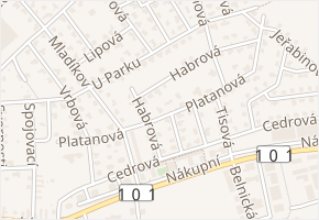 Platanová v obci Jesenice - mapa ulice