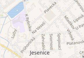 Průhonická v obci Jesenice - mapa ulice