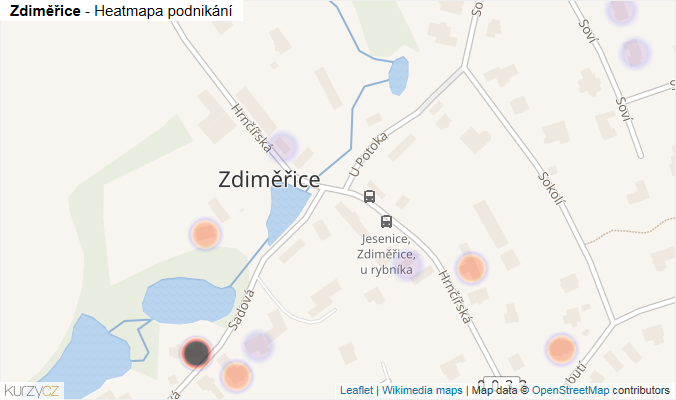 Mapa Zdiměřice - Firmy v části obce.