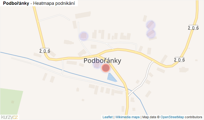 Mapa Podbořánky - Firmy v části obce.