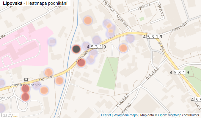 Mapa Lipovská - Firmy v ulici.