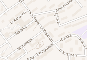 U Kasáren v obci Jeseník - mapa ulice