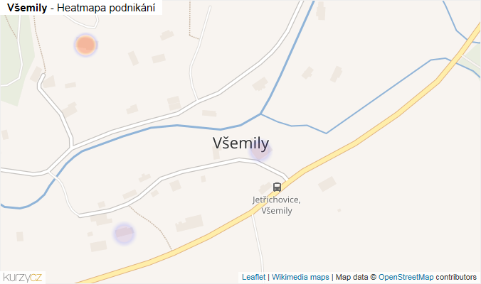 Mapa Všemily - Firmy v části obce.