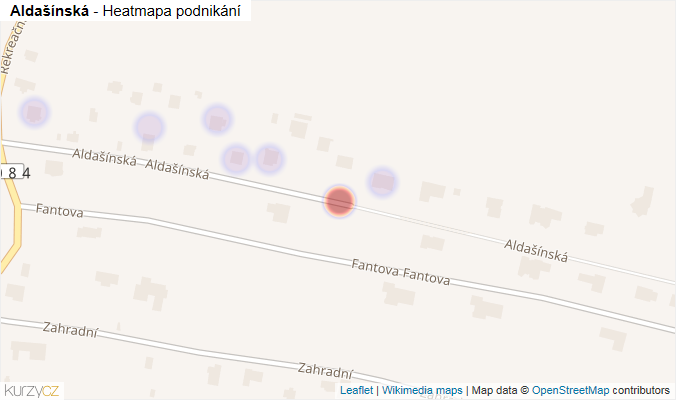Mapa Aldašínská - Firmy v ulici.