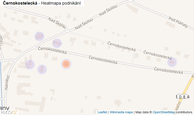 Mapa Černokostelecká - Firmy v ulici.