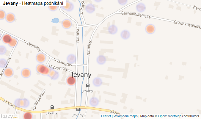 Mapa Jevany - Firmy v části obce.