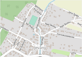 U Potoka v obci Jevany - mapa ulice