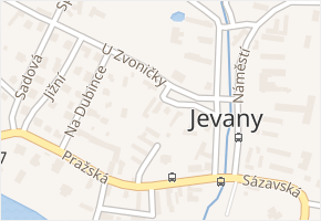 U Zvoničky v obci Jevany - mapa ulice
