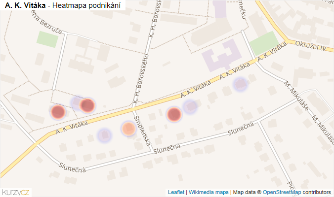 Mapa A. K. Vitáka - Firmy v ulici.