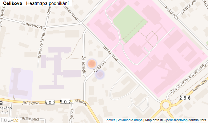 Mapa Čelišova - Firmy v ulici.