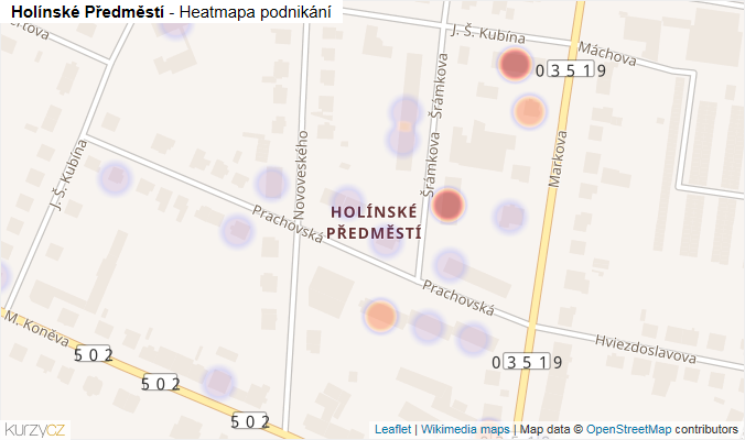 Mapa Holínské Předměstí - Firmy v části obce.