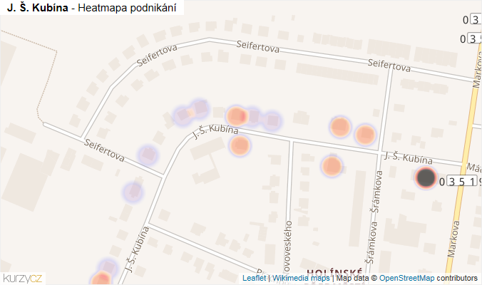 Mapa J. Š. Kubína - Firmy v ulici.