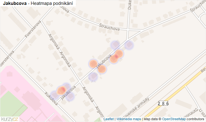 Mapa Jakubcova - Firmy v ulici.