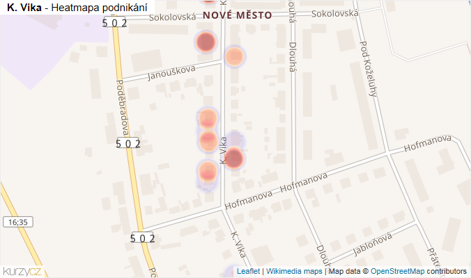 Mapa K. Vika - Firmy v ulici.