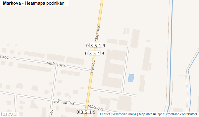 Mapa Markova - Firmy v ulici.