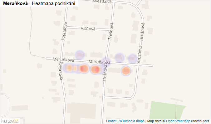 Mapa Meruňková - Firmy v ulici.