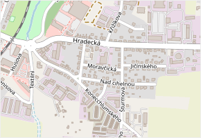 Moravčická v obci Jičín - mapa ulice