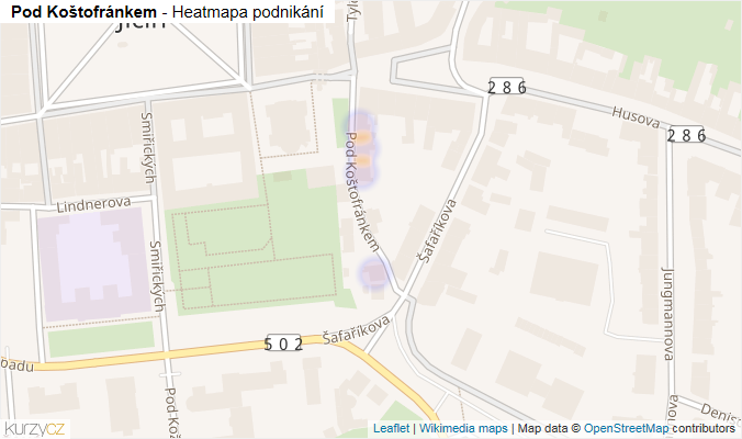 Mapa Pod Koštofránkem - Firmy v ulici.