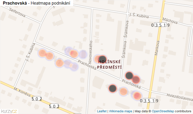 Mapa Prachovská - Firmy v ulici.