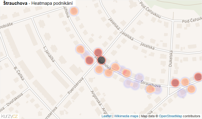 Mapa Štrauchova - Firmy v ulici.