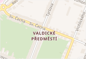 Valdické Předměstí v obci Jičín - mapa části obce