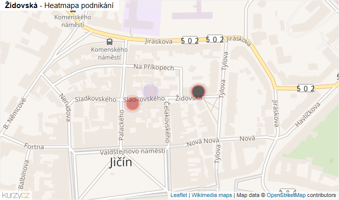 Mapa Židovská - Firmy v ulici.