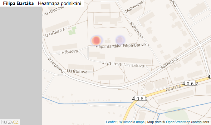Mapa Filipa Bartáka - Firmy v ulici.