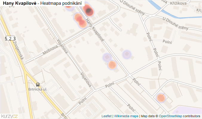 Mapa Hany Kvapilové - Firmy v ulici.
