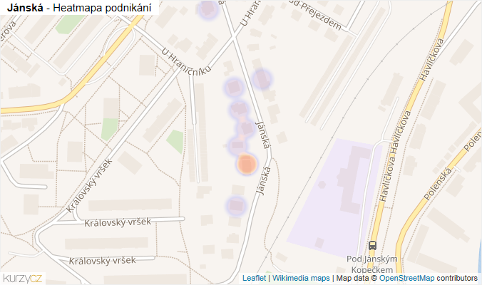Mapa Jánská - Firmy v ulici.